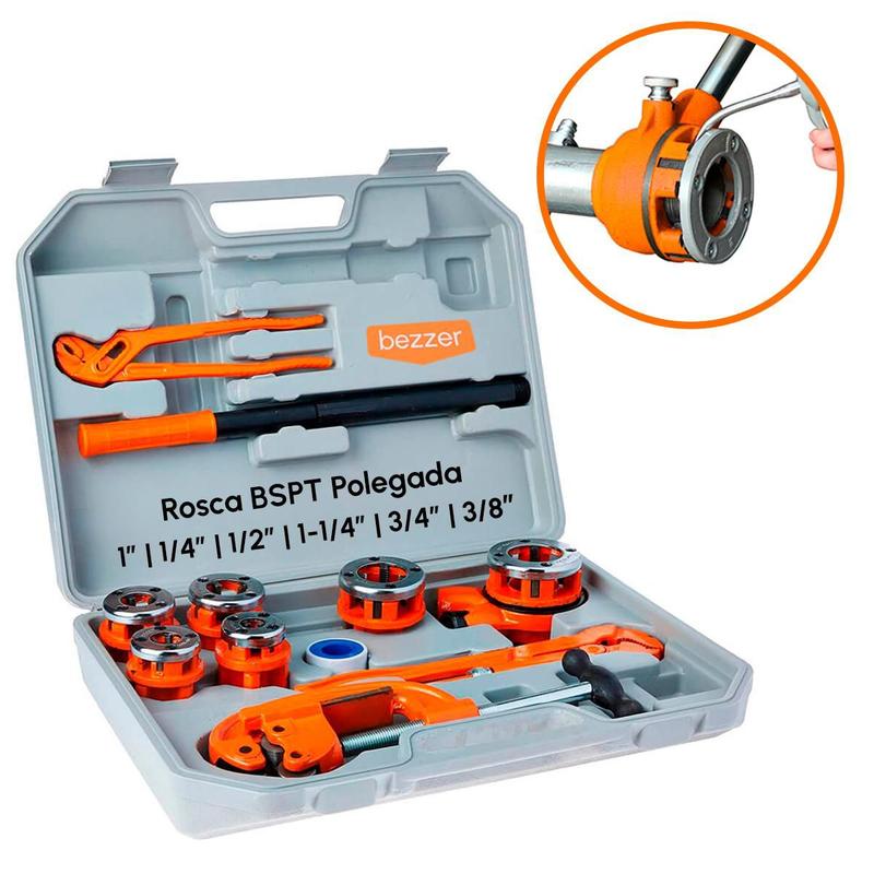 Kit 13 pç Tarrachas Cossinete Profissional BSPT 1/4, a 1-1/4 Pol